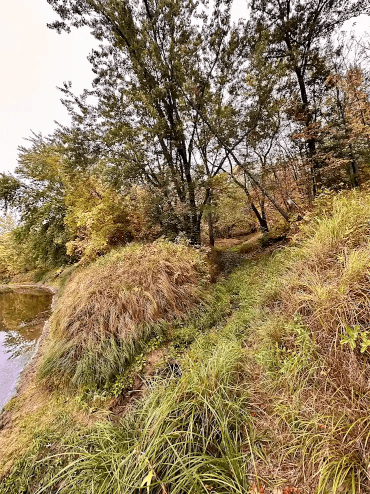 Sunset Point at Cuyuna Crossing in fall — golden hour light over the property